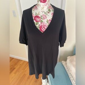 NWT Zara cotton short easy on black dress beach city V neck casual XS